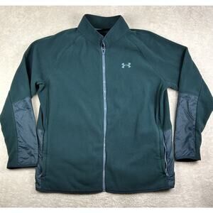 Under Armour Jacket Men’s Sz 2XL Green Polartec Fleece Full Zip Warm Outdoor